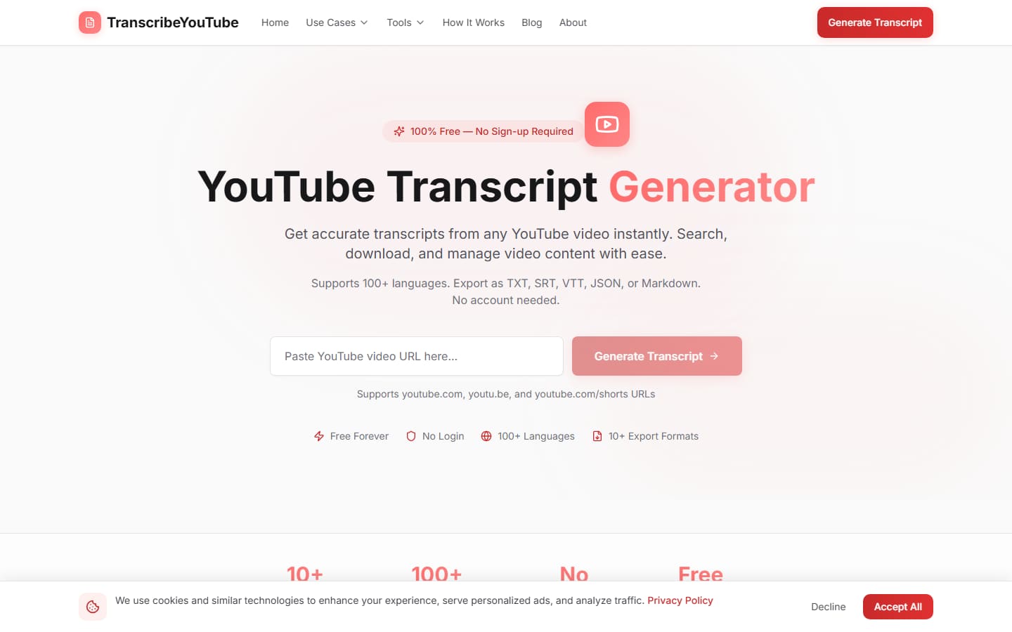 TranscribeYouTube on desktop